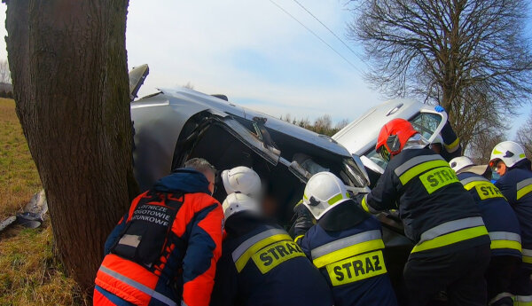 Troje zakleszczonych we wraku i rozwinięty pożar altany